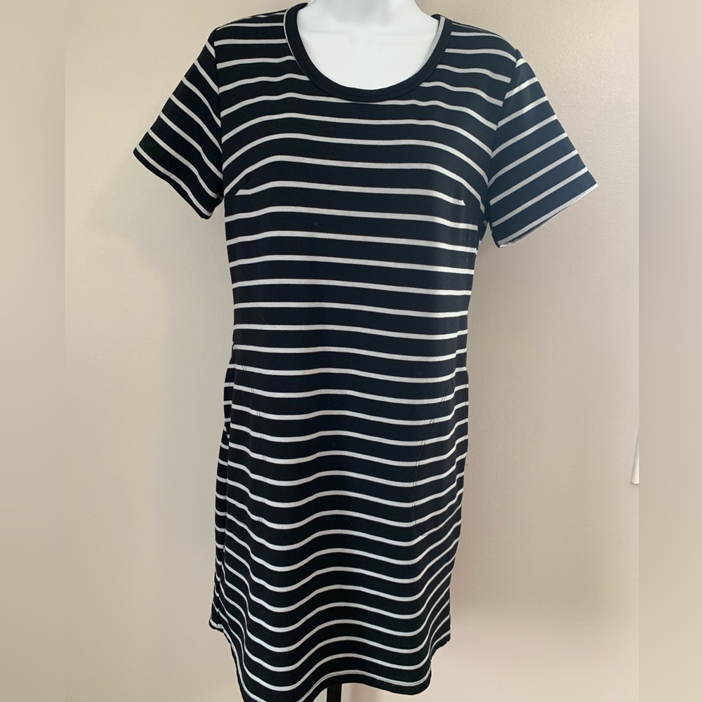 32° COOL Black & White Striped Shirt Dress